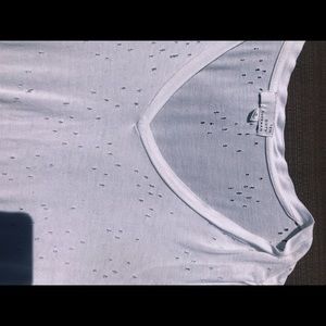 Distressed white crewneck